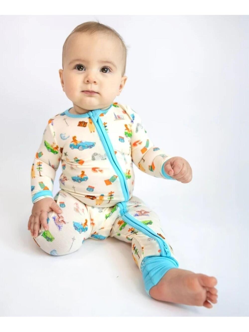 Angel Dear Baby Boys Footie Pajamas with Route 66 Print
